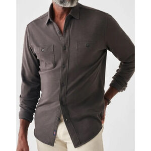 Faherty Seasons Shirt washed black button up Size Med Organic Chore Minimal